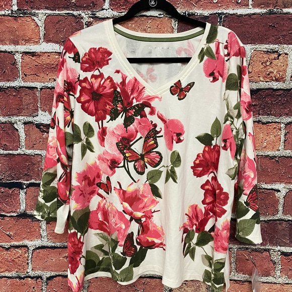 Coastal Grandma Allison Daley Shirt Women 1X Plus Size White OLV Me Watermelon - Picture 1 of 7